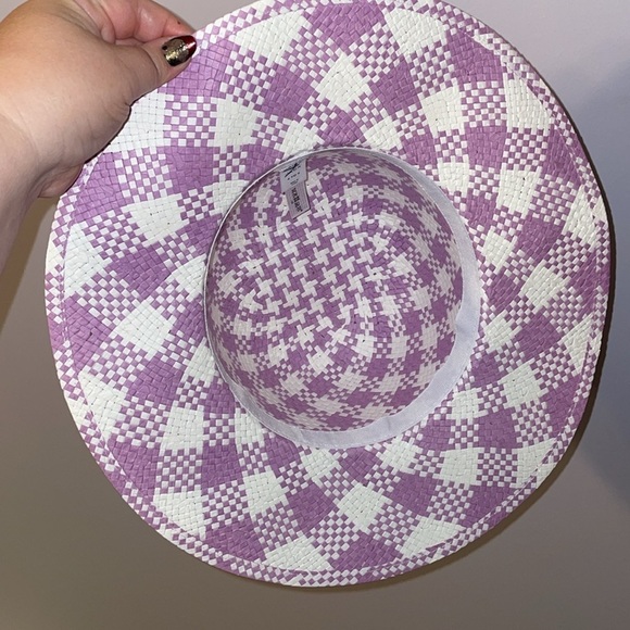 Janie and Jack Lavender Gingham Straw Sun Hat size 4-5 years - Picture 10 of 14